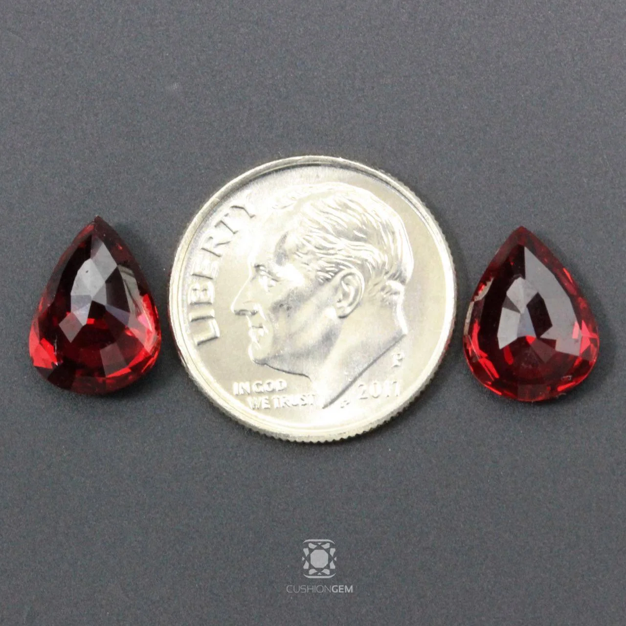 7.11 Pearshape Pair Un-heated Ruby — Cushion Gem: Precious Gems of